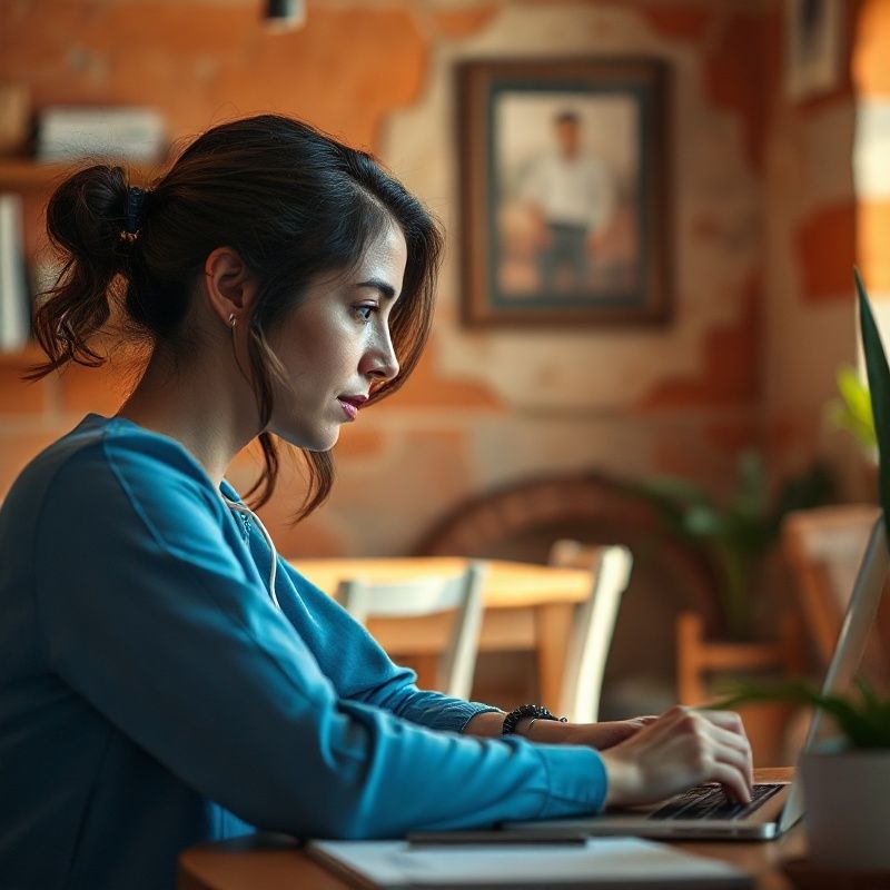 Polaznica programa digitalne pismenosti radi na laptopu u modernom prostoru